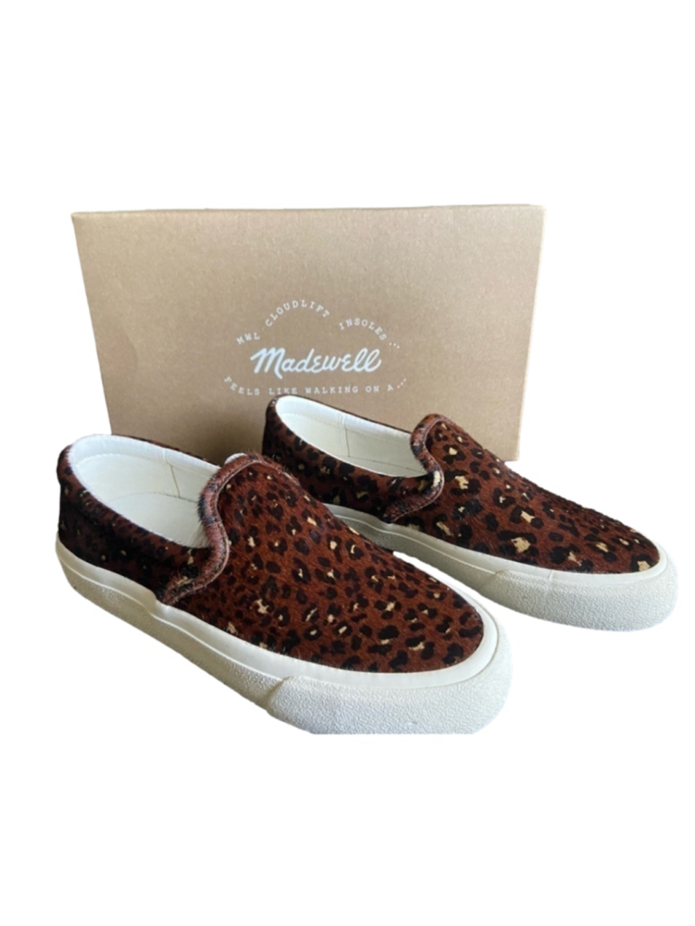 Madewell Slip-on Sneaker in Rich Brown Leopard Print Calf Hair size 6
